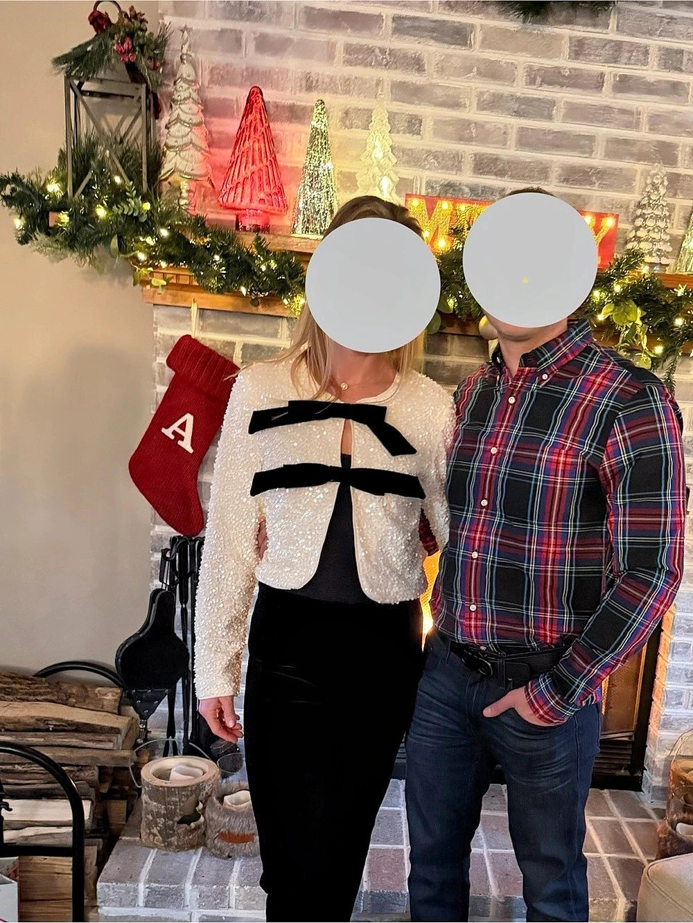 All in Favor Sequin Velvet Bow Jacket in White & Black
